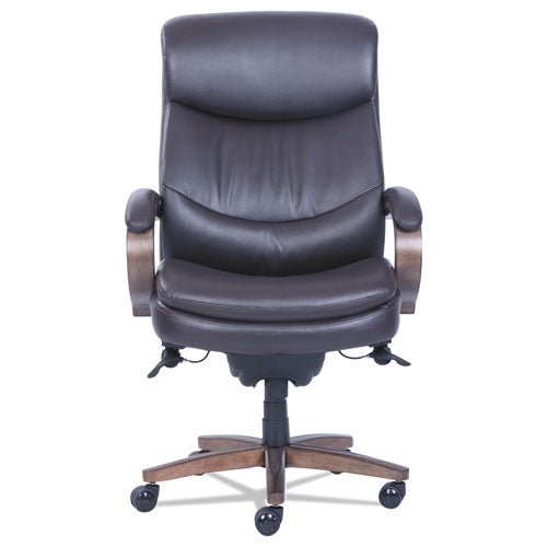 Woodbury Big/tall Executive Chair, Supports Up To 400 Lb, 20.25" To 23.25" Seat Height, Brown Seat/back, Weathered Sand Base