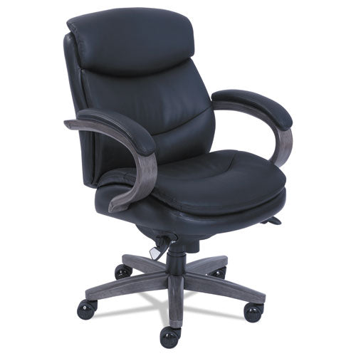 Woodbury Mid-back Executive Chair, Supports Up To 300 Lb, 18.75" To 21.75" Seat Height, Brown Seat/back, Weathered Sand Base