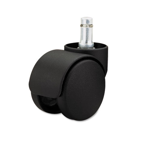Deluxe Duet Casters, Grip Ring Type B And Type K Stems, 2" Hard Nylon Wheel, Matte Black, 5/set