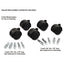 Deluxe Duet Casters, Grip Ring Type B And Type K Stems, 2" Hard Nylon Wheel, Matte Black, 5/set
