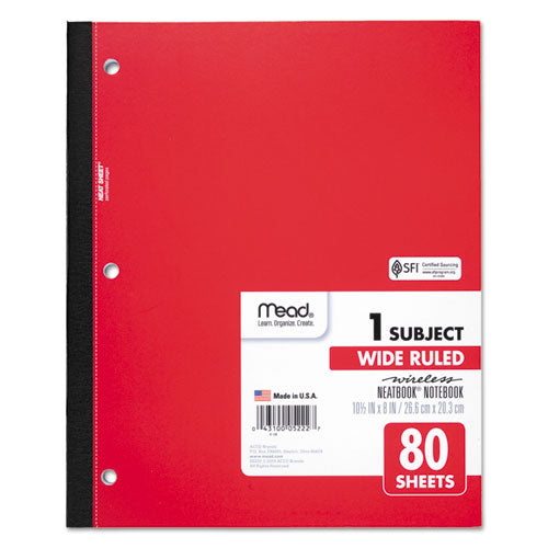 Wireless Neatbook Notebook, 1 Subject, Wide/legal Rule, Randomly Assorted Covers, 10.5 X 8, 80 Sheets