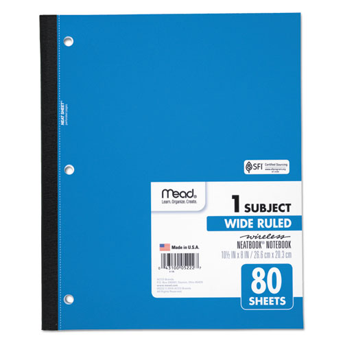 Wireless Neatbook Notebook, 1 Subject, Wide/legal Rule, Randomly Assorted Covers, 10.5 X 8, 80 Sheets