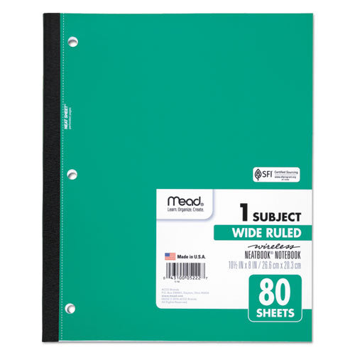 Wireless Neatbook Notebook, 1 Subject, Wide/legal Rule, Randomly Assorted Covers, 10.5 X 8, 80 Sheets