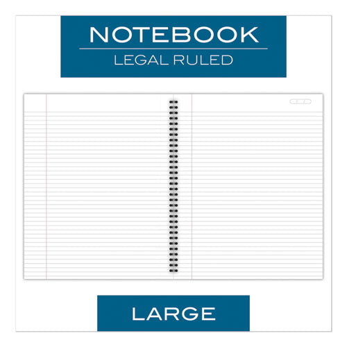 Wirebound Business Notebook, 1 Subject, Wide/legal Rule, Black Cover, 11 X 8.5, 80 Sheets