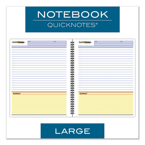 Wirebound Guided Quicknotes Notebook, 1 Subject, List-management Format, Dark Gray Cover, 11 X 8.5, 80 Sheets