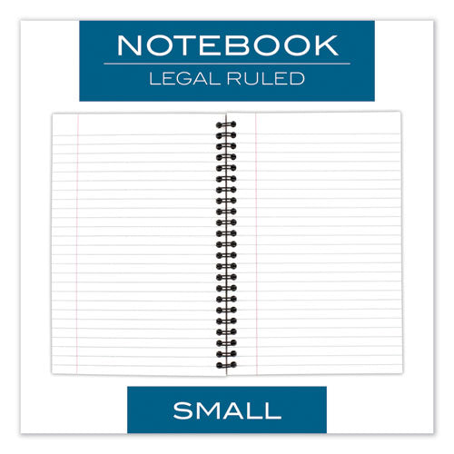 Wirebound Business Notebook, 1 Subject, Wide/legal Rule, Black Cover, 8 X 5, 80 Sheets