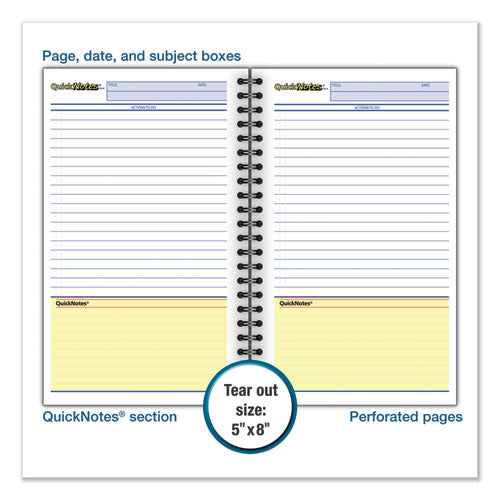 Wirebound Guided Quicknotes Notebook, 1 Subject, List-management Format, Dark Gray Cover, 8 X 5, 80 Sheets