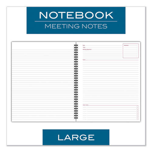 Wirebound Guided Meeting Notes Notebook, 1 Subject, Meeting-minutes/notes Format, Dark Gray Cover, 11 X 8.25, 80 Sheets