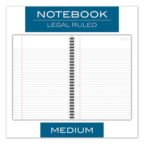 Wirebound Business Notebook, 1 Subject, Wide/legal Rule, Black Linen Cover, 9.5 X 6.63, 80 Sheets