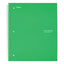 Wirebound Notebook, 1 Subject, Medium/college Rule, Green Cover, 11 X 8.5, 100 Sheets