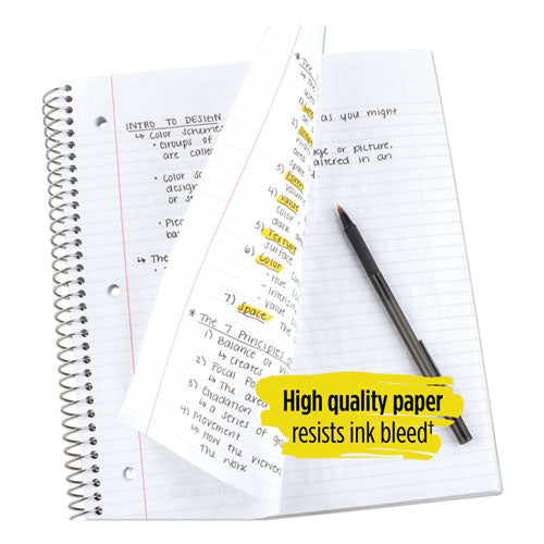 Wirebound Notebook, 1 Subject, Medium/college Rule, Green Cover, 11 X 8.5, 100 Sheets