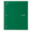 Wirebound Notebook, 1 Subject, Medium/college Rule, Green Cover, 11 X 8.5, 100 Sheets