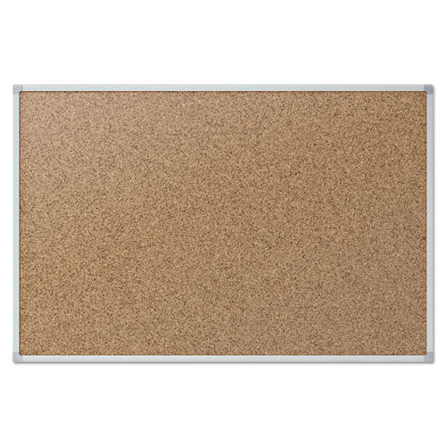 Cork Bulletin Board, 36 X 24, Natural Surface, Silver Aluminum Frame