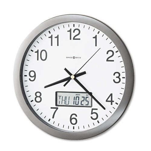 Chronicle Wall Clock With Lcd Inset, 14" Overall Diameter, Gray Case, 2 Aa (sold Separately)