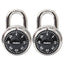 Combination Lock, Stainless Steel, 1.87" Wide, Silver/black, 2/pack