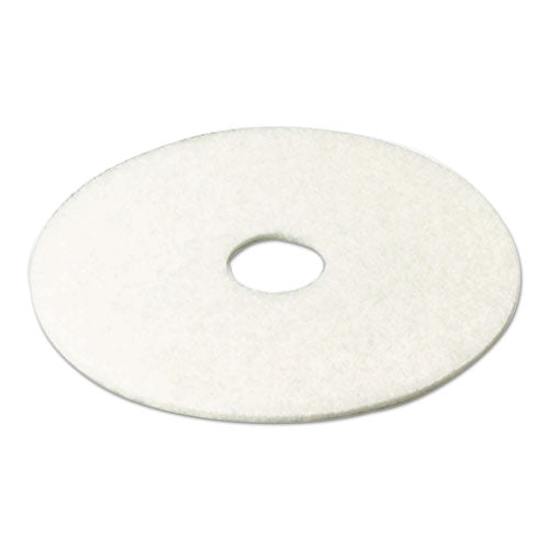 Low-speed Super Polishing Floor Pads 4100, 13" Diameter, White, 5/carton