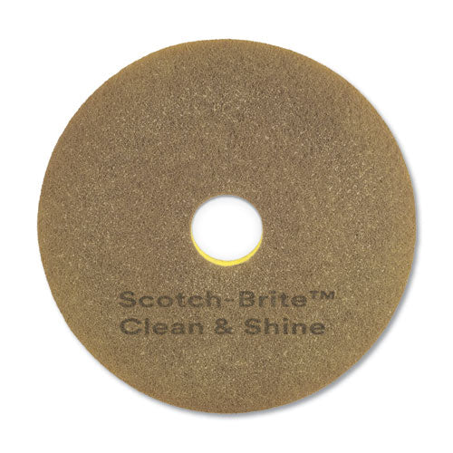 Clean And Shine Pad, 17" Diameter, Brown/yellow, 5/carton