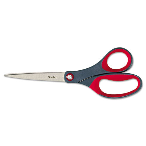 Precision Scissors, 8" Long, 3.13" Cut Length, Gray/red Straight Handle