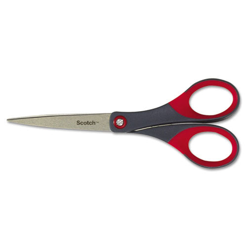 Precision Scissors, 8" Long, 3.13" Cut Length, Gray/red Straight Handle