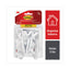 General Purpose Hooks, Medium, Plastic, White, 3 Lb Capacity, 20 Hooks And 24 Strips/pack