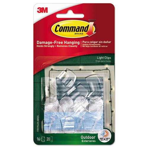 All Weather Hooks And Strips, Small, Plastic, Clear, 16 Clips And 20 Strips/pack