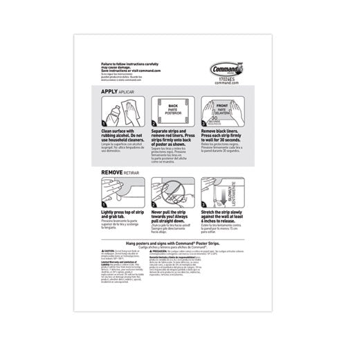 Poster Strips Value Pack, Removable, Holds Up To 1 Lb, 0.63 X 1.75, White, 48/pack