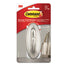 Decorative Hooks, Medium, Metal, Brushed Nickel, 3 Lb Capacity, 2 Hooks And 4 Strips/pack