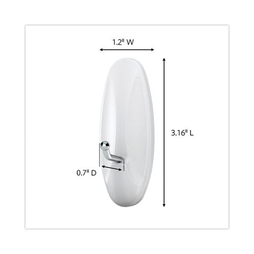 General Purpose Wire Hooks, Medium, Metal, White, 3 Lb Capacity, 2 Hooks And 4 Strips/pack