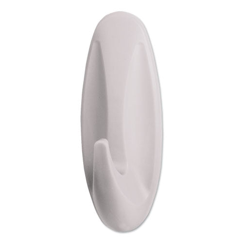 General Purpose Designer Hooks, Medium, Plastic, White, 3 Lb Capacity, 50 Hooks And 50 Strips/carton