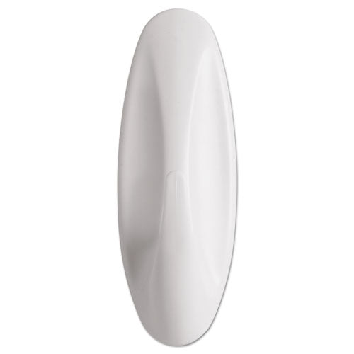 General Purpose Hooks, Large, Plastic, White, 5 Lb Capacity, 1 Hook And 2 Strips/pack