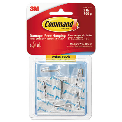 Clear Hooks And Strips, Medium, Plastic, 2 Lb Capacity, 50 Hooks With 50 Adhesive Strips/carton