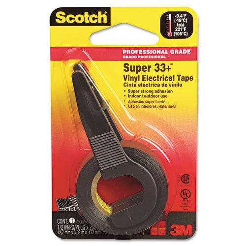 Super 33+ Vinyl Electrical Tape With Dispenser, 1" Core, 0.5" X 5.5 Yds, Black