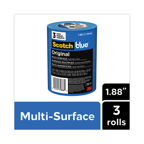 Original Multi-surface Painter's Tape, 3" Core, 1.88" X 60 Yds, Blue, 3/pack
