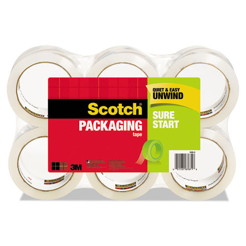 Sure Start Packaging Tape With Dispenser, 3" Core, 1.88" X 38.2 Yds, Clear