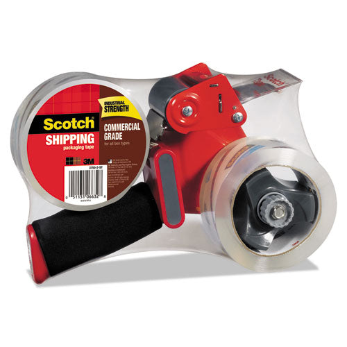 Packaging Tape Dispenser With Two Rolls Of Tape, 3" Core, For Rolls Up To 0.75" X 60 Yds, Red