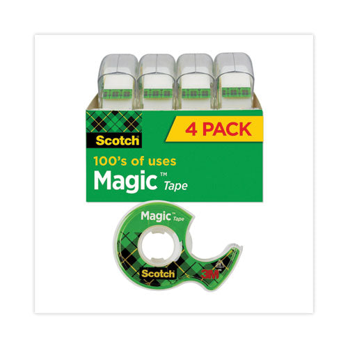 Magic Tape In Handheld Dispenser, 1" Core, 0.75" X 25 Ft, Clear, 4/pack