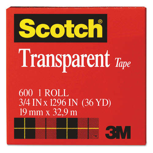 Transparent Tape, 1" Core, 0.75" X 36 Yds, Transparent