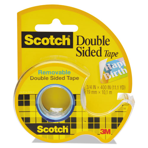 Double-sided Removable Tape In Handheld Dispenser, 1" Core, 0.75" X 33.33 Ft, Clear