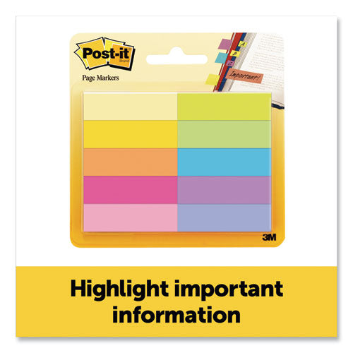 Page Flag Markers, Assorted Bright Colors, 50 Sheets/pad, 10 Pads/pack