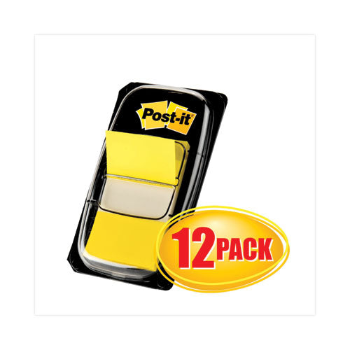 Marking Page Flags In Dispensers, Yellow, 50 Flags/dispenser, 12 Dispensers/box