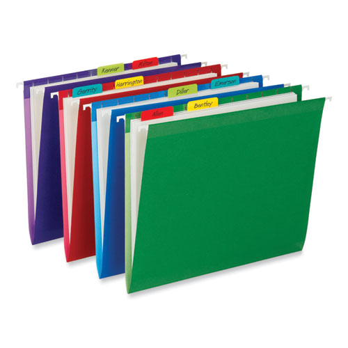 1" Plain Solid Color Tabs, 1/5-cut, Assorted Colors, 1" Wide, 66/pack