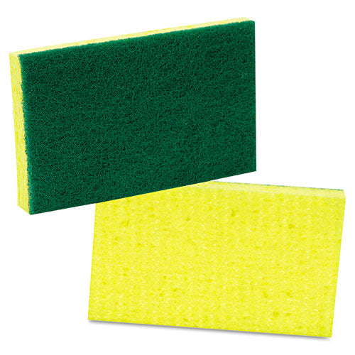 Medium-duty Scrubbing Sponge, 3.6 X 6.1, 0.7" Thick, Yellow/green, 10/pack