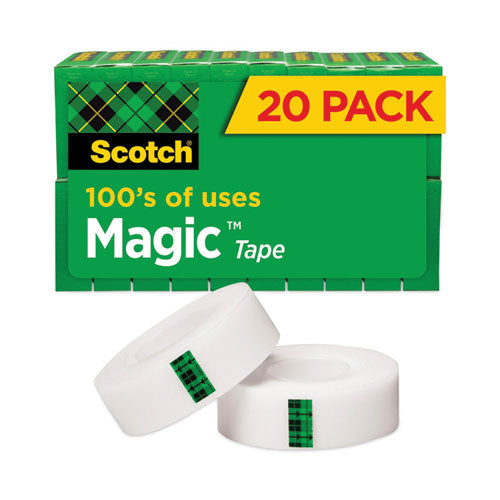 Magic Tape Value Pack, 1" Core, 0.75" X 83.33 Ft, Clear, 20/pack