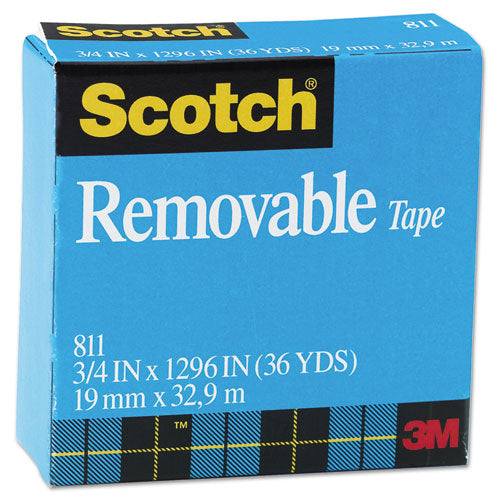 Removable Tape, 1" Core, 0.75" X 36 Yds, Transparent