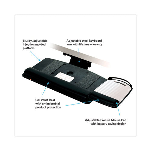 Knob Adjust Keyboard Tray With Highly Adjustable Platform, Black