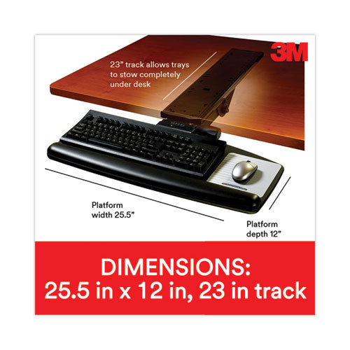 Easy Adjust Keyboard Tray, Standard Platform, 23" Track, Black