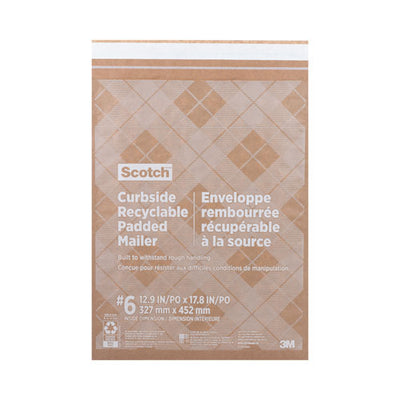 Curbside Recyclable Padded Mailer, #6, Bubble Cushion, Self-adhesive Closure, 13.75 X 20, Natural Kraft, 50/carton