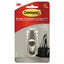 Adhesive Mount Metal Hook, Large, Brushed Nickel Finish, 5 Lb Capacity, 1 Hook And 2 Strips/pack