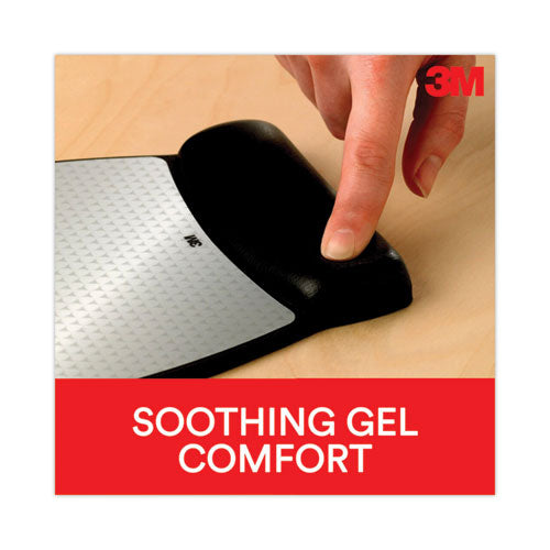 Antimicrobial Gel Compact Mouse Pad With Wrist Rest, 8.6 X 6.75, Black