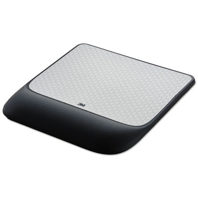 Mouse Pad With Precise Mousing Surface And Gel Wrist Rest, 8.5 X 9, Gray/black